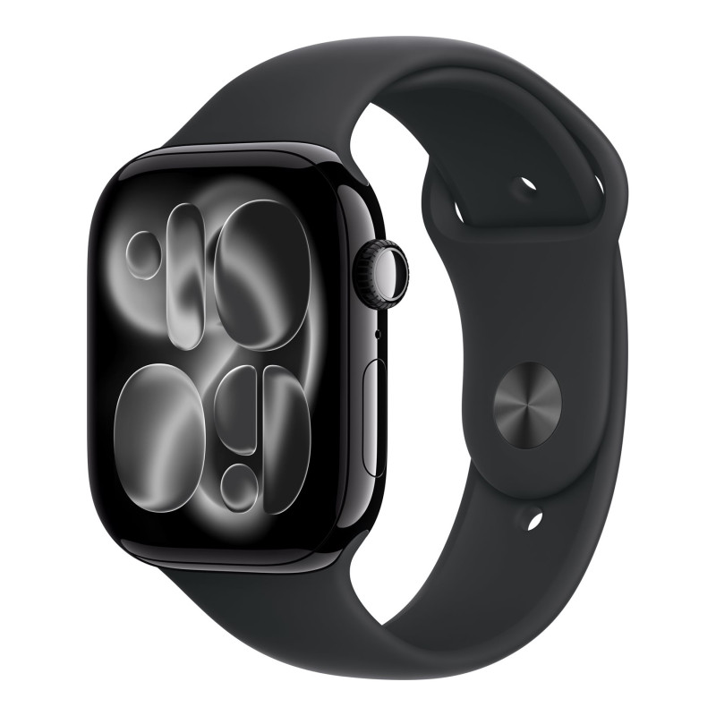 Apple Watch Series 11 GPS 46mm Jet Black alumīnija korpuss ar melnu Sport siksniņu - M/L | Apple