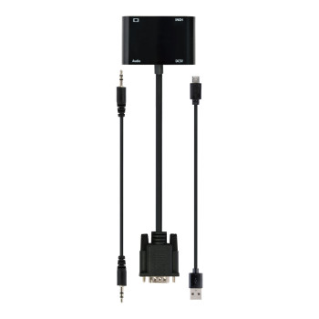 Gembird A-VGA-HDMI-02 VGA uz HDMI + VGA adaptera kabelis, 0.15 m, melns | Cablexpert