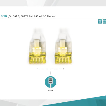 Digitus | CAT 6A S/FTP komutācijas kabelis, 10 gab. | DK-1644-A-010-10 | S/FTP | Pelēks