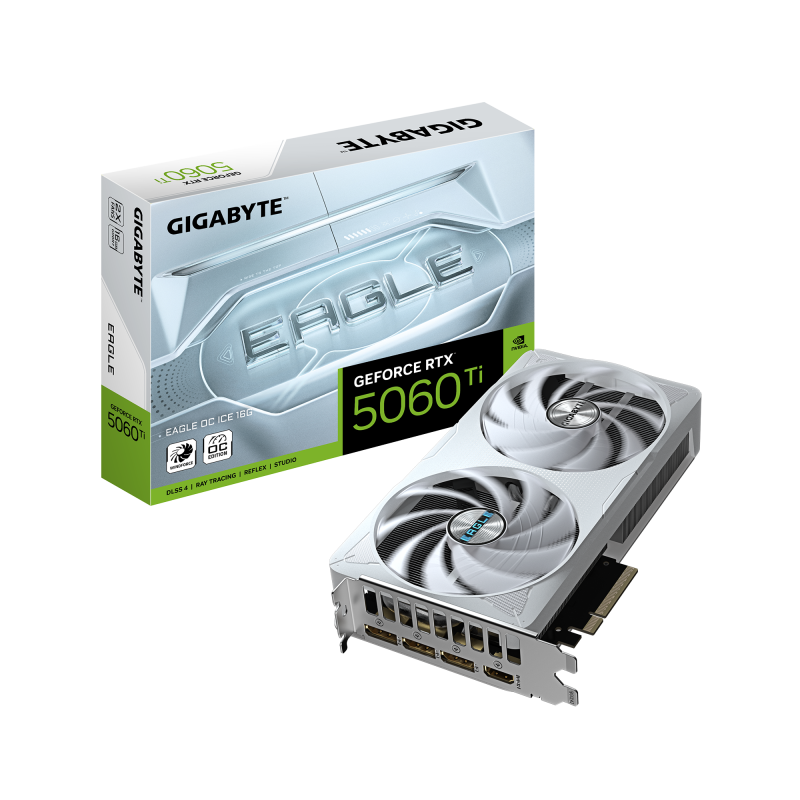 Gigabyte GeForce RTX 5060 Ti EAGLE OC ICE 16G | NVIDIA | 16 GB | GeForce RTX 5060 Ti | GDDR7 | HDMI portu skaits 1 | PCI-E 5.0