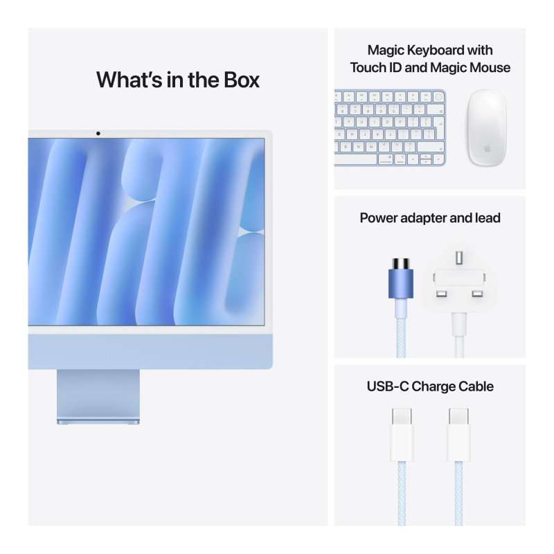Apple iMac 24” 4.5K Retina, Apple M4 10C CPU, 10C GPU/16GB/256GB SSD/Blue/INT | Apple