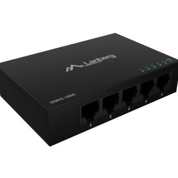 Lanberg pārslēdzējs 5x1GB/s Unmanaged Gigabit Ethernet galda 12V metāla korpuss | DSM1-1005 | Unmanaged | Desktop