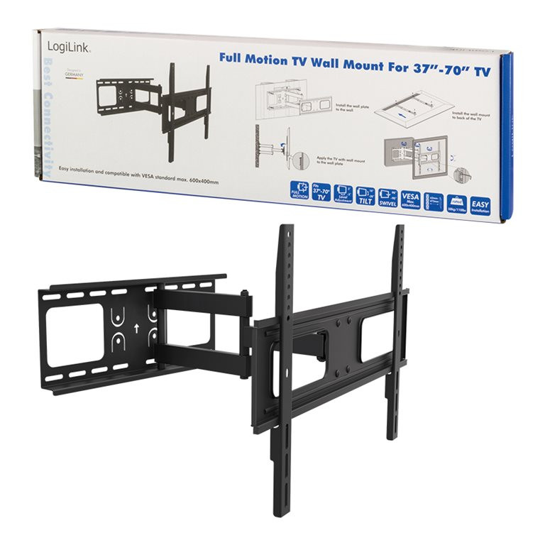 Logilink BP0028 TV Wall mount, 37"-70", tilt +10°-20°,swievel +-90°, 475mm | Logilink | Wall Mount | 37-70 " | Maximum weight (capacity) 50 kg | Black