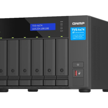 QNAP ZFS bāzēts krātuves risinājums | TVS-h674-i5-32G ar PCIe Gen 4 paplašināmību 10/25GbE savienojumam, M.2 NVMe SSD kešatmiņai un daudzpavedienu procesoriem | Intel | i5-12400 6-kodolu/12-pavedienu | 32 GB | DDR4 SODIMM | Melns