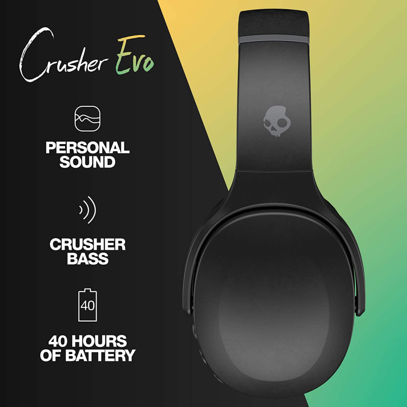 Skullcandy | Wireless Headphones | Crusher Evo | Wireless | Over-ear | Microphone | True Black | Wireless