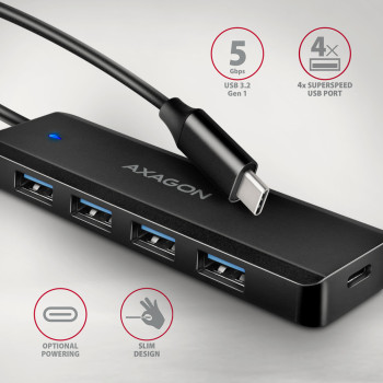 AXAGON Ceļojumu četru portu USB-C 5Gbps koncentrators | HUE-C1C