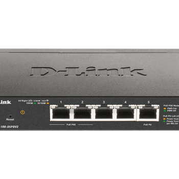 D-Link | 5 portu Gigabit PoE vieds pārvaldāms komutators un PoE pagarinātājs | DGS-1100-05PDV2 | Web pārvaldāms | Galda | Barošanas avots ārējs