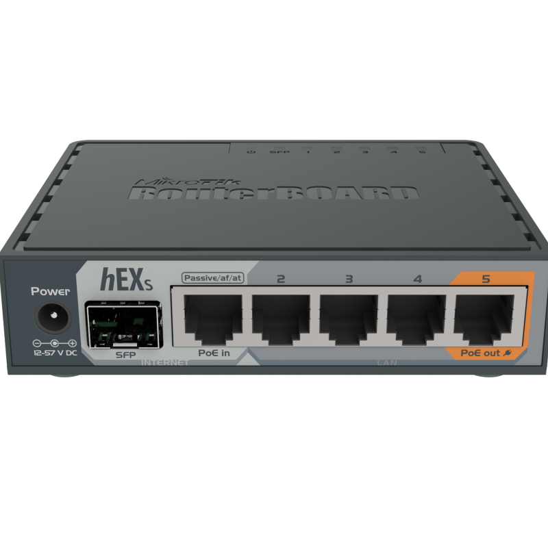 MikroTik vadu Ethernet maršrutētājs RB760iGS, hEX S, divkodolu 880 MHz CPU, 256 MB RAM, 16 MB (microSD), 5x Gigabit LAN, 1x SFP, USB, IPsec aparatūras šifrēšanas atbalsts un The Dude servera pakotne, PCB temperatūras un sprieguma monitors, skaņas signāls, RouterOS L4 | MikroTik | Enthernet Router hEX S | RB760iGS | Nav Wi‑Fi | 10/100/1000 Mbit/s | Ethernet LAN (RJ-45) pieslēgvietas 5 | Mesh atbalsts Nav | MU‑MIMO Nav | Nav mobilo platjoslu | Antenas tips Nav antenas | 1 | 12 mēneši