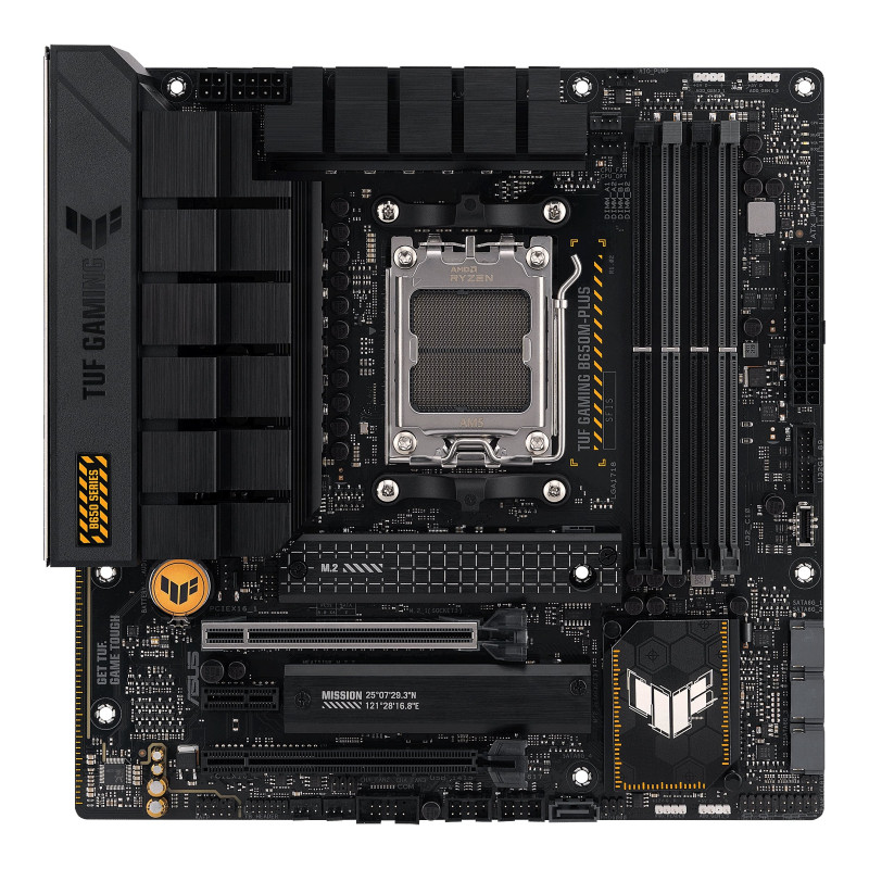 Asus | TUF GAMING B650M-PLUS | Procesoru saime AMD | Procesora ligzda AM5 | DDR5 DIMM | Atmiņas sloti 4 | Atbalstītie cietā diska interfeisi SATA, M.2 | SATA savienotāji 4 | Šķēlis AMD B650 | micro-ATX