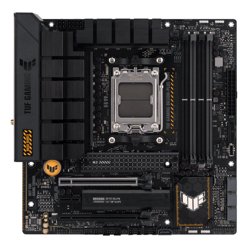 Asus | TUF GAMING B650M-PLUS | Procesoru saime AMD | Procesora ligzda AM5 | DDR5 DIMM | Atmiņas sloti 4 | Atbalstītie cietā diska interfeisi SATA, M.2 | SATA savienotāji 4 | Šķēlis AMD B650 | micro-ATX