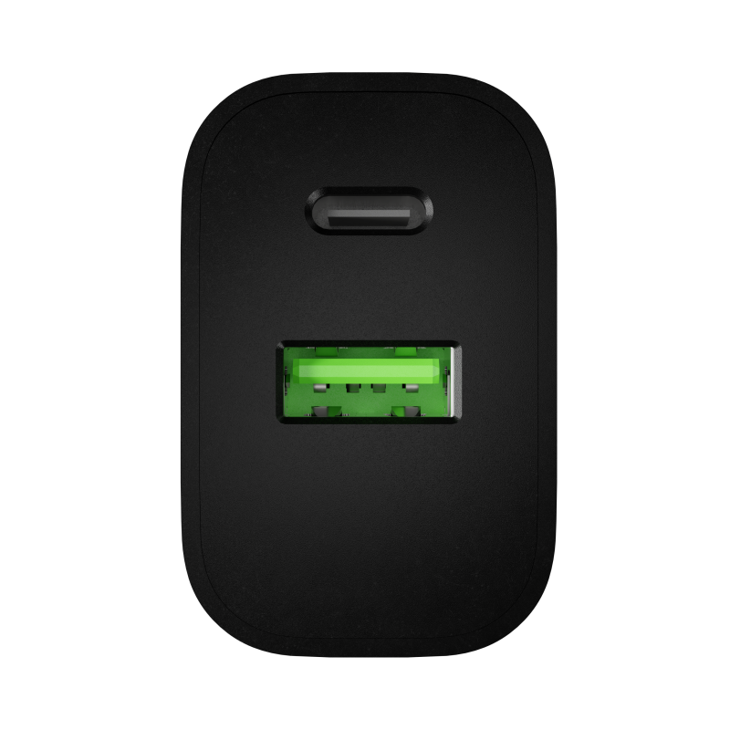 Natec Ribera USB lādētājs 1x USB-A + 1x USB-C 20W, melns