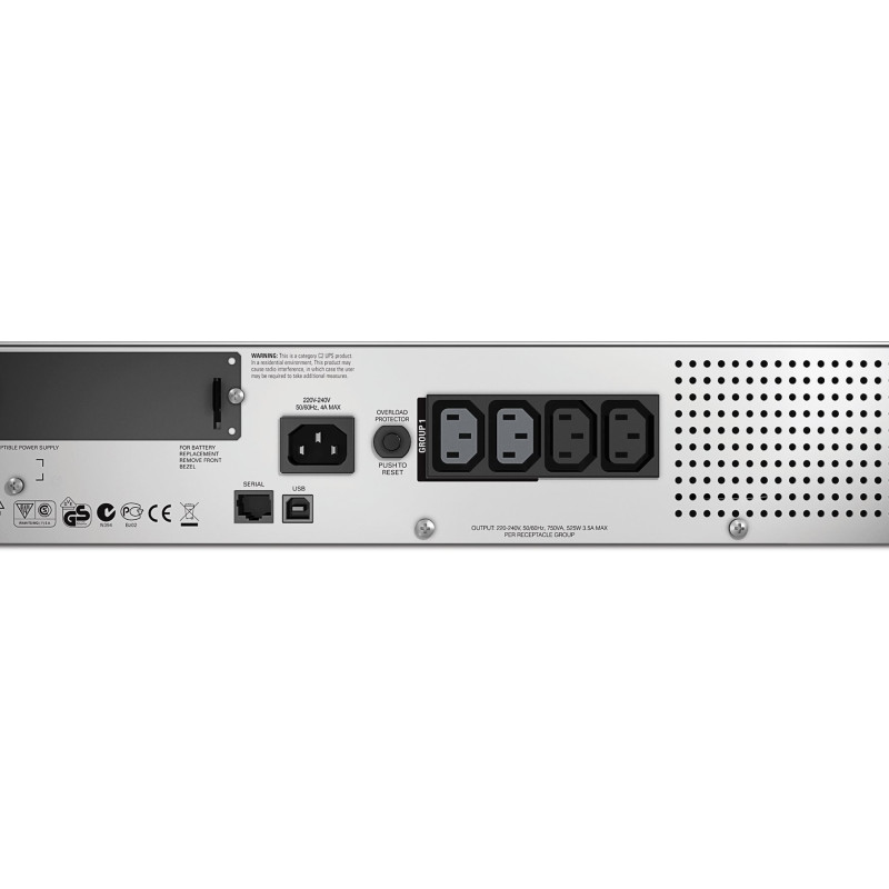 Schneider Electric APC Smart-UPS, Line Interactive, 2U skapja uzstādīšanai, 230V, 4x IEC C13 ligzdas, SmartSlot, AVR, LCD | SMT750RMI2U | 750 VA | 500 W