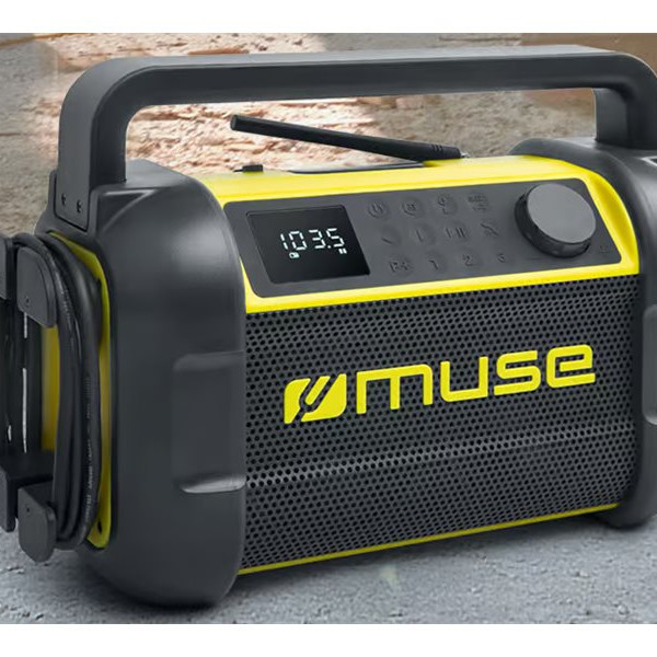 Muse | M-928 BTY | Jobsite Radio skaļrunis | Ūdensizturīgs | Bluetooth | Bezvadu savienojums | Pārnēsājams | NFC funkcijas | Melns/ Dzeltens