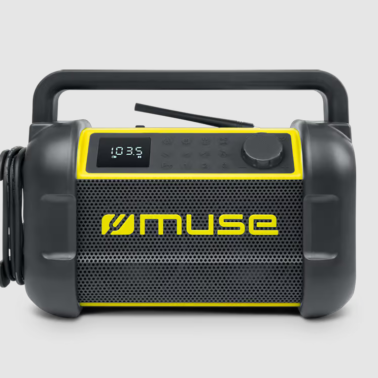 Muse | M-928 BTY | Jobsite Radio skaļrunis | Ūdensizturīgs | Bluetooth | Bezvadu savienojums | Pārnēsājams | NFC funkcijas | Melns/ Dzeltens