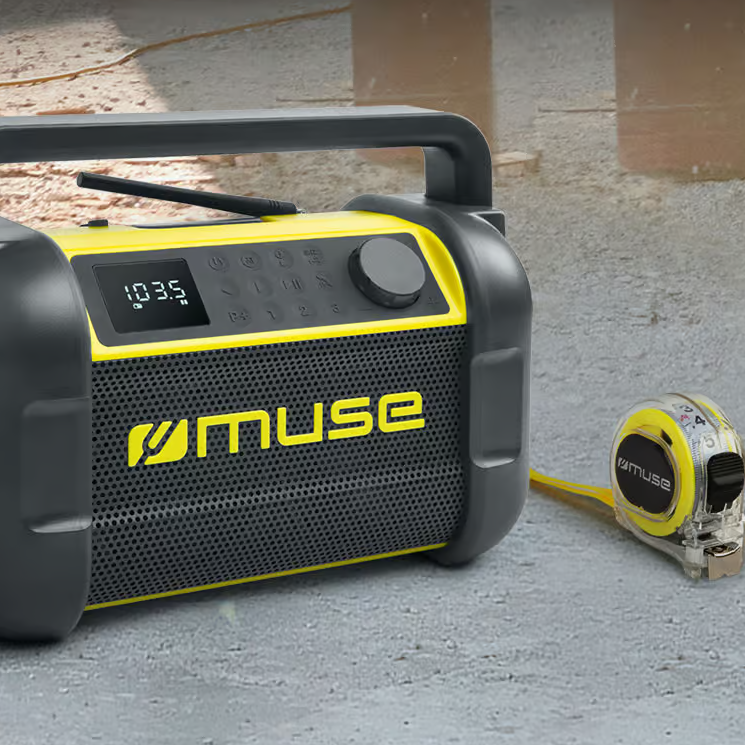 Muse | M-928 BTY | Jobsite Radio skaļrunis | Ūdensizturīgs | Bluetooth | Bezvadu savienojums | Pārnēsājams | NFC funkcijas | Melns/ Dzeltens