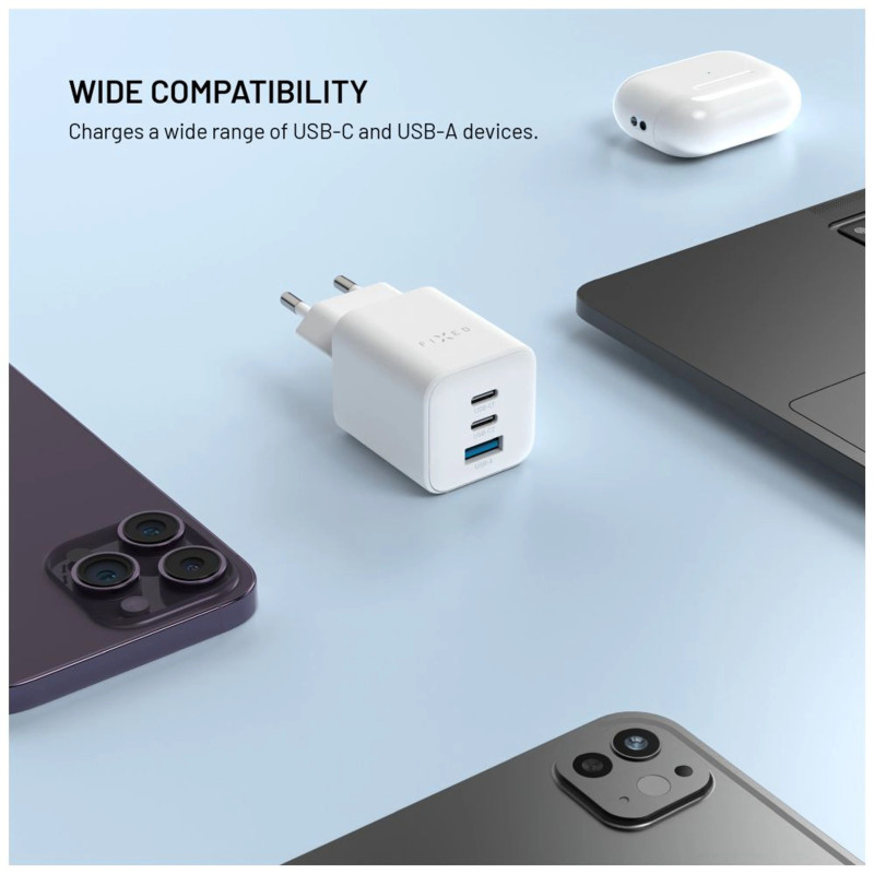 Fixed Mini 2x USB-C un USB GaN lādētājs 65W