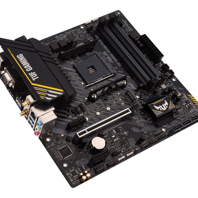 Asus | TUF GAMING A520M-PLUS | Processor family  AMD | Processor socket AM4 | DDR4 | Memory slots 4 | Supported hard disk drive interfaces SATA, M.2 | Number of SATA connectors 4 | Chipset  AMD A520 | Micro ATX