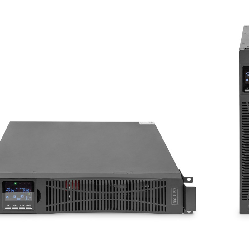 DIGITUS OnLine UPS, rack/tower, 1500VA, 1500W, LCD, 8 x C13, 1 x C19, RS-232, USB, RJ45, SNMP karte (pēc izvēles), releja karte (pēc izvēles) | Digitus | OnLine UPS | OnLine UPS Modulis, 1500VA/1500W | 1500 VA | 1500 W