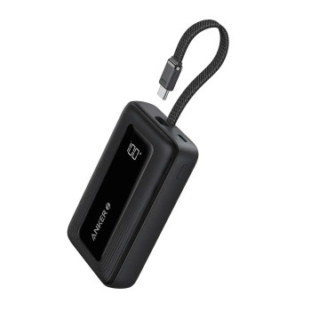 Anker | Power Bank ar iebūvētu USB-C kabeli | A1689H11 | 20000 mAh | 30W jauda | Melns