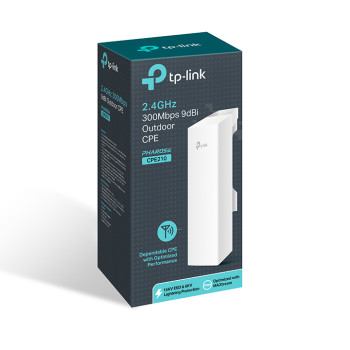 TP-LINK | 2.4GHz 300Mbps 9dBi āra CPE | CPE210 | 802.11n | 300 Mbit/s | 10/100 Mbit/s | Ethernet LAN (RJ-45) porti 1 | Mesh atbalsts Nav | MU-MIMO Jā | Nav mobilo datu | Antenas tips 1xiekšēja