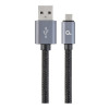 Cablexpert kokvilnas pinuma Micro-USB kabelis ar metāla savienotājiem, 1.8 m, melns, blisterī | Cablexpert