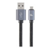 Cablexpert kokvilnas pinuma Micro-USB kabelis ar metāla savienotājiem, 1.8 m, melns, blisterī | Cablexpert