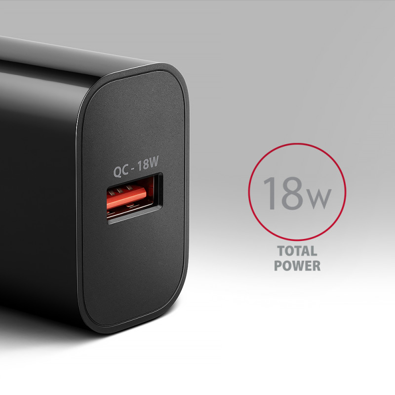 AXAGON Wallcharger 1x USB-A ports, QC3.0/AFC/FCP/Apple, 18W | ACU-QC18