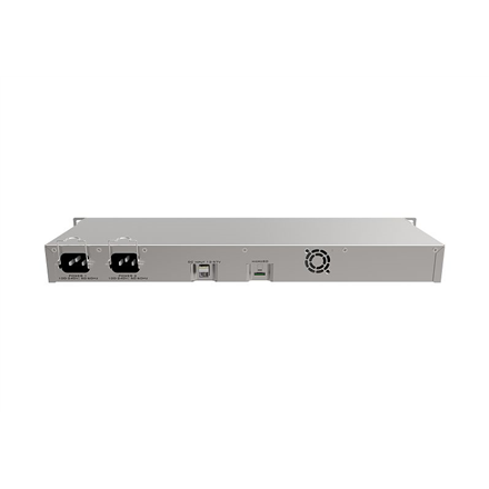 MikroTik vadu Ethernet maršrutētājs RB1100AHx4 Dude Edition, 1U skapis, četrkodolu 1.4GHz CPU, 1 GB RAM, 128 MB, 60GB M.2 SSD iekļauta, 13x Gigabit LAN, 1x seriālais konsoles ports RS232, 2x SATA3 porti, 2x M.2 sloti, PCB temperatūras un sprieguma monitors (CAPsMAN, monitorē ierīces, rāda vēsturiskos datus, var rakstīt ziņas), IP20, RouterOS L6 | MikroTik | Wired Ethernet Router | RB1100AHx4 Dude Edition | No Wi-Fi | 10/100/1000 Mbit/s | Ethernet LAN (RJ-45) ports 13 | Mesh Support No | MU-MIMO 
