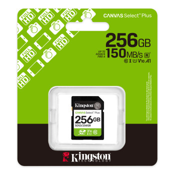 Kingston Canvas Select Plus | 256 GB | SD | Flash atmiņa Klase 10, UHS‑I, U1/U3, Video Klase 10/30