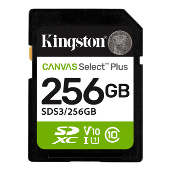 Kingston Canvas Select Plus | 256 GB | SD | Flash atmiņa Klase 10, UHS‑I, U1/U3, Video Klase 10/30