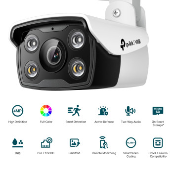 TP-LINK | VIGI 4MP āra pilnkrāsu tīkla kamera | VIGI C340 | Bullet | 4 MP | 2.8 mm | IP66 | H.265+/H.265/H.264+/H.264 | MicroSD