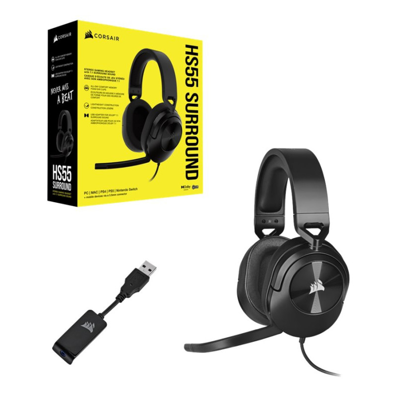 Corsair | Surround spēļu austiņas | HS55 | Vadu | Pār ausīm