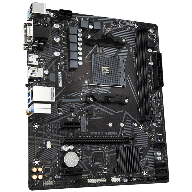 Gigabyte | A520M S2H 1.0 | Procesoru saime AMD | Procesora ligzda AM4 | DDR4 DIMM | Atmiņas sloti 2 | Čipsets AMD A | Micro ATX