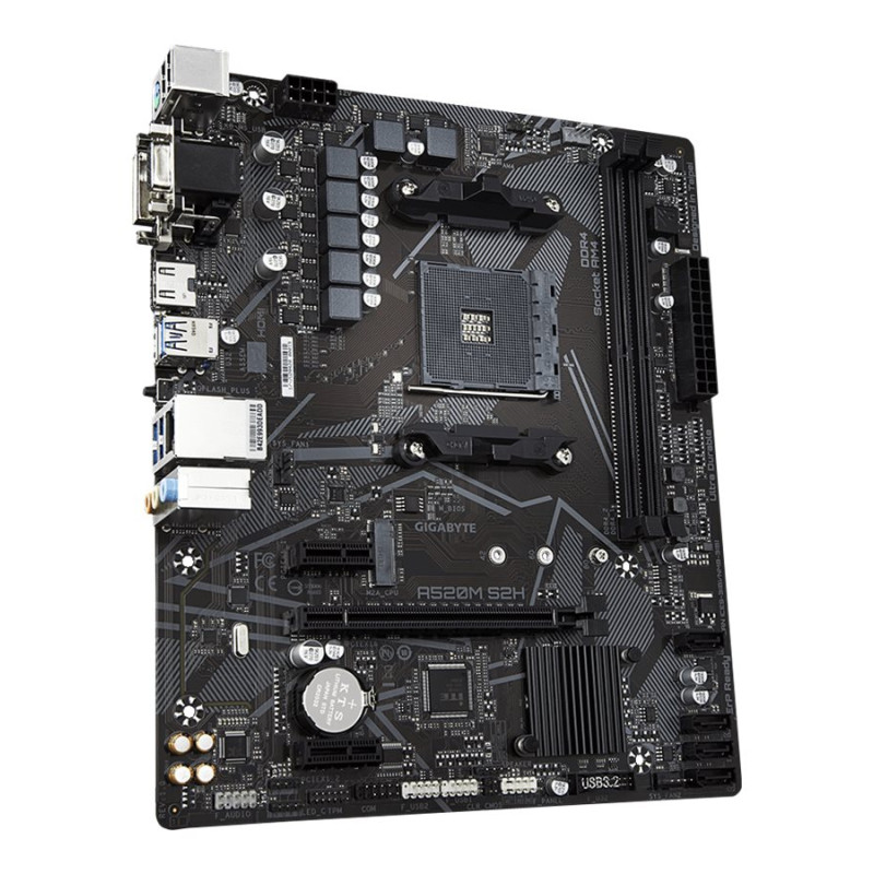 Gigabyte | A520M S2H 1.0 | Procesoru saime AMD | Procesora ligzda AM4 | DDR4 DIMM | Atmiņas sloti 2 | Čipsets AMD A | Micro ATX
