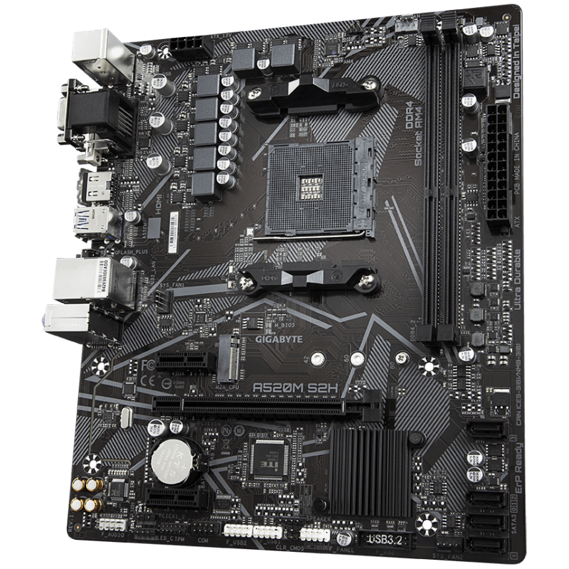 Gigabyte | A520M S2H 1.0 | Procesoru saime AMD | Procesora ligzda AM4 | DDR4 DIMM | Atmiņas sloti 2 | Čipsets AMD A | Micro ATX