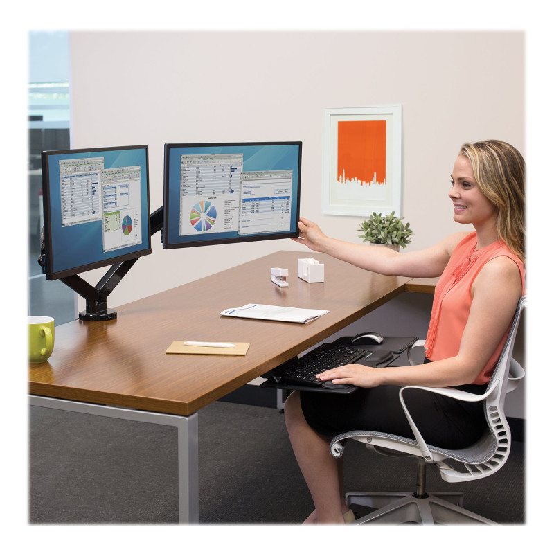 Fellowes | Platinum Series dubultais horizontālais monitora statīvs | 8042501 | Melns