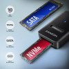 AXAGON USB-C 10Gbps adapteris ātrai M.2 NVMe un SATA SSD pieslēgšanai, USB-C kabelis 10 cm | ADM2-CM