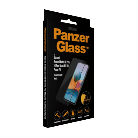PanzerGlass | Ekrāna aizsargs | Xiaomi | Redmi Note 10 Pro/10 Pro Max/Mi 11i/Xiaomi Poco F3 | Stikls | Melns | Pilna rāmja pārklājums; 100% skāriena saglabāšana; Apaļas malas | Savietojams ar vāciņu