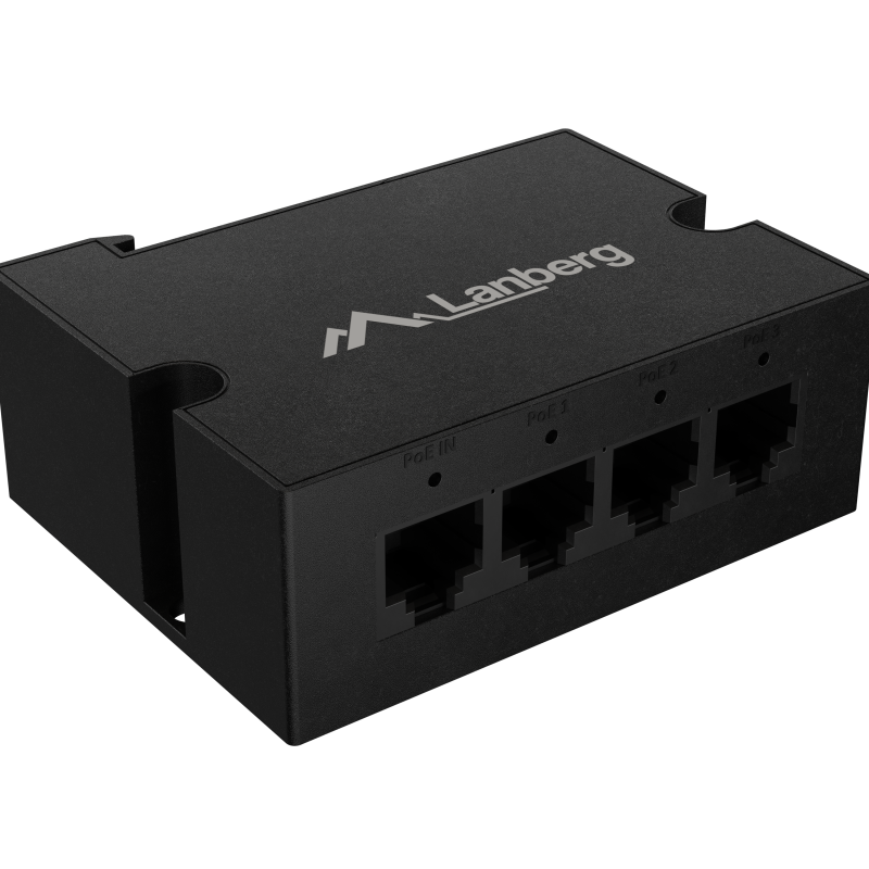 Lanberg Switch PoE Extender 1xIn 3xOut Gigabit Ethernet Din Rail BT 90W metal clips | DIN-GE4-BT-90W