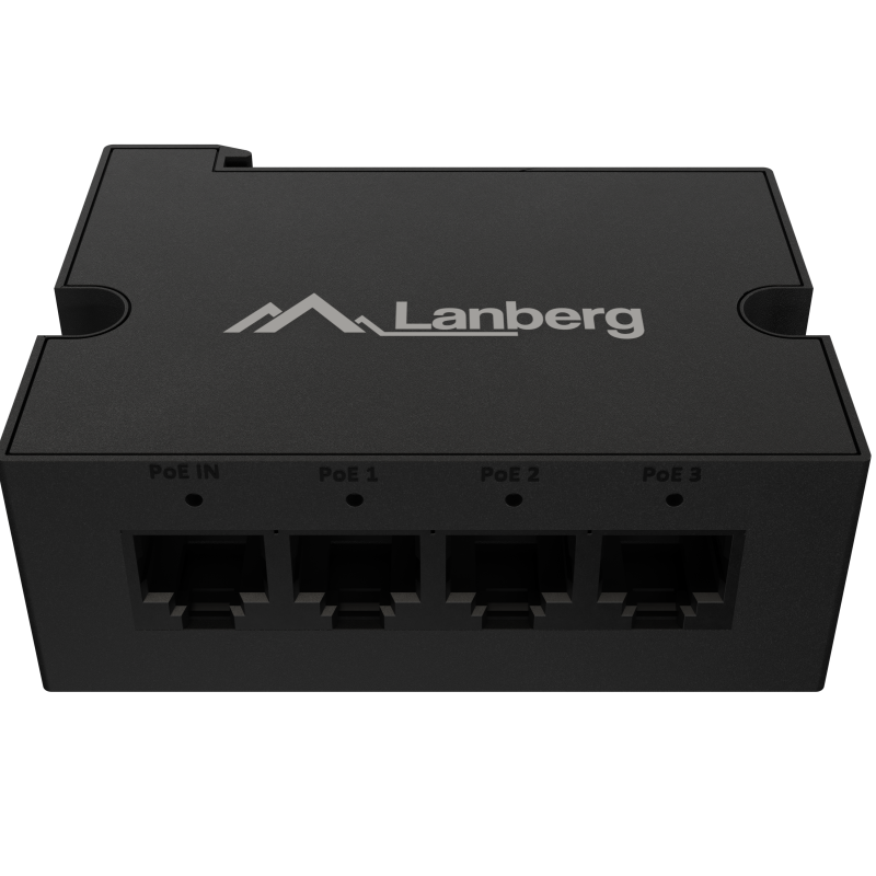 Lanberg Switch PoE Extender 1xIn 3xOut Gigabit Ethernet Din Rail BT 90W metal clips | DIN-GE4-BT-90W