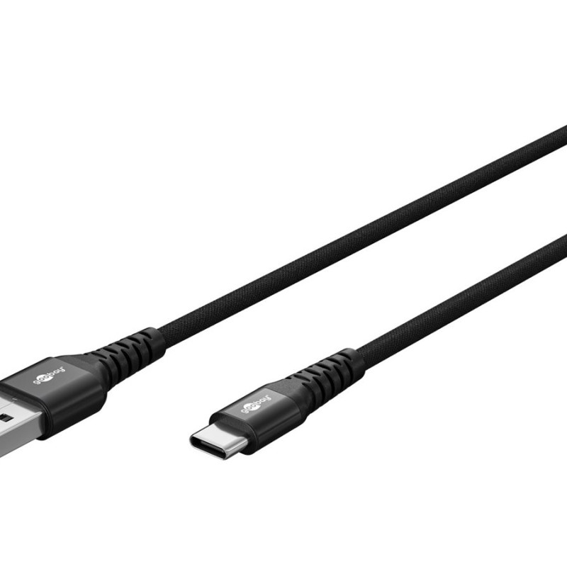 Goobay | USB-C uz USB-A supersoft tekstila kabelis ar metāla spraudņiem | 74526 | USB-C uz USB-A