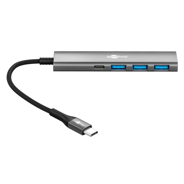 Goobay Slim 4-portu USB koncentrators, USB-C uz USB-C/USB-A, 5 Gbit/s | 76562