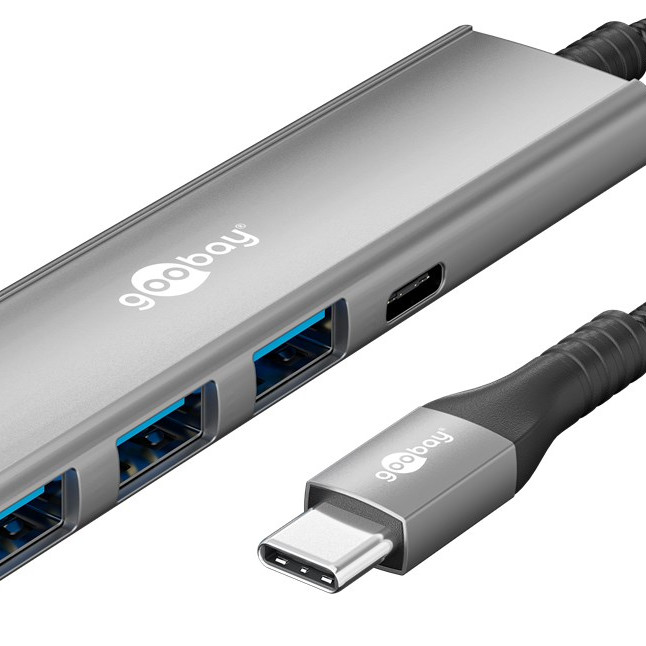 Goobay Slim 4-portu USB koncentrators, USB-C uz USB-C/USB-A, 5 Gbit/s | 76562