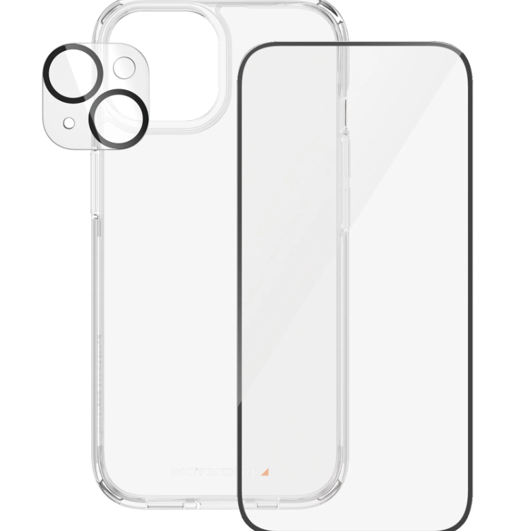 PanzerGlass | Panzerglass 3-in-1 komplekts | iPhone | iPhone 15 | Caurspīdīgs | Saderīgs ar bezvadu uzlādi. Izturīgs pret skrāpējumiem un triecieniem | PicturePerfect kameras lēcas aizsargs, cieta aizsargapvalks (HardCase) saderīgs ar bezvadu uzlādi un Ultra-Wide Fit ekrāna aizsargs
