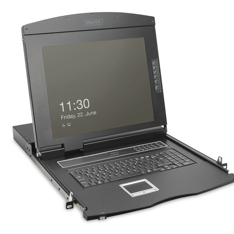 Digitus | Modular HD LCD KVM console with 19" TFT, 8-port Cat. 5 KVM connection, touchpad, US keyboard layout | DS-72221-4US | 1920 x 1080