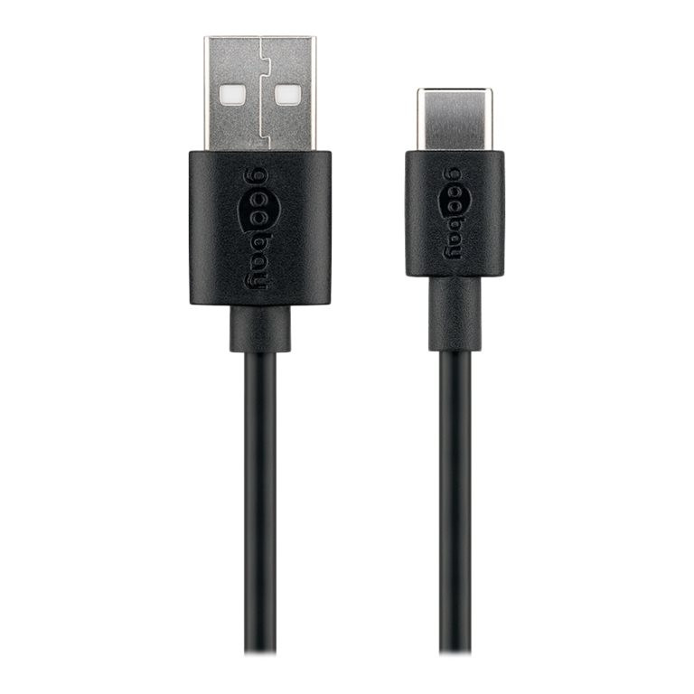 Goobay | USB-C uzlādes un sinhronizācijas kabelis (USB-A > USB-C) | 38675 | RJ-45 | RJ-45 90° | Melns