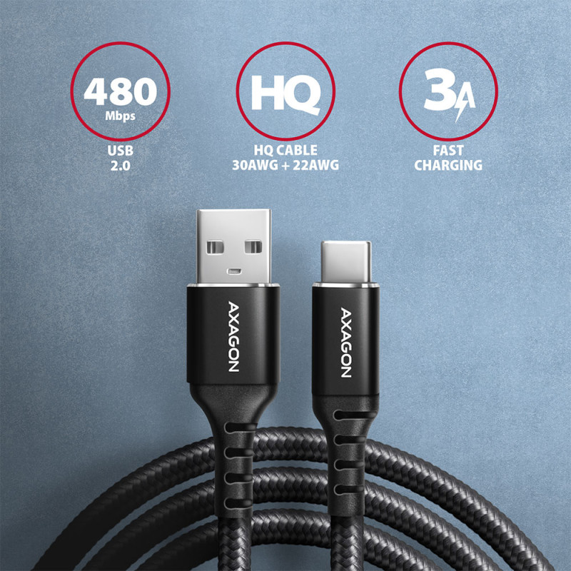 AXAGON | Data and charging cable, 1.5 m | BUCM-AM15AB | USB Type-C to USB Type-A