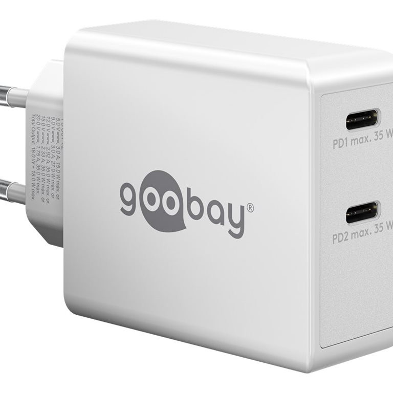 Goobay | Dubultais USB-C PD ātrā lādētāja (36 W) | 61758