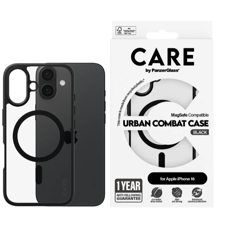 CARE Flagship Case | Back cover | Apple | iPhone 16 | Recycled plastic | Black | MagSafe