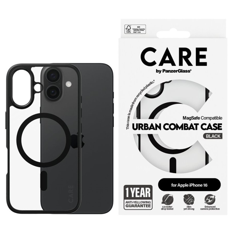CARE Flagship Case | Back cover | Apple | iPhone 16 | Recycled plastic | Black | MagSafe